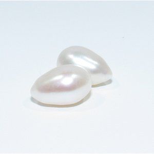 2 White Pearl Drops 7x11mm undrilled diy jewel new
